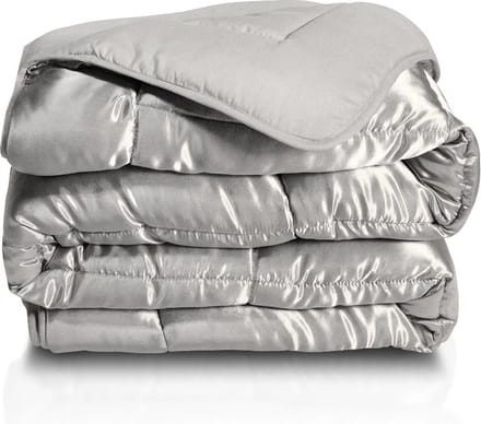 Easy dekbed en overtrek in 1 - Glans satijn - 250 gsm - Silver Grey - tweepersoons - 200x200 cm