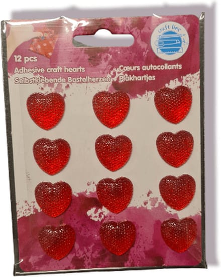 3D stickers hart rood , strass hobby plakkers