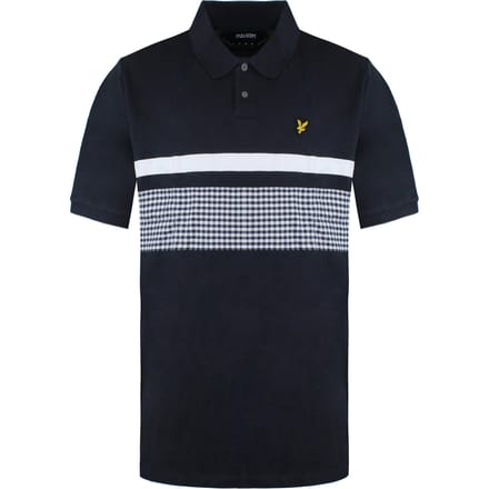 Lyle & Scott Gingham Yoke Stripe Heren Navy/Wit Poloshirt