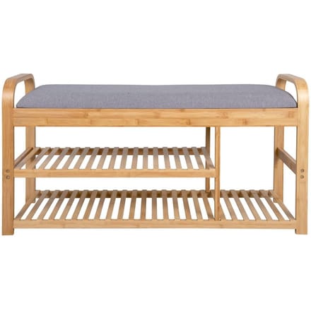 Leitmotiv Bank Arch - Bamboe met Grijs Kussen - 100x33x50 cm - Modern/Scandinavisch