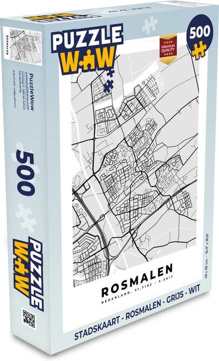 Puzzel Stadskaart - Rosmalen - Grijs - Wit - Legpuzzel - Puzzel 500 stukjes - Plattegrond