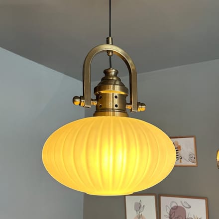 Bamyum Elegant Glazen Enkele Kroonluchter Retro Wit Hanglamp