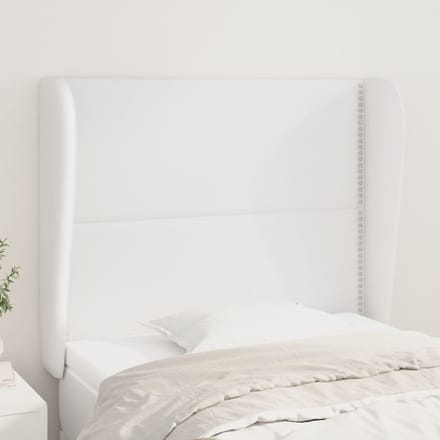 vidaXL - Hoofdbord - met - randen - 103x23x118/128 - cm - kunstleer - wit