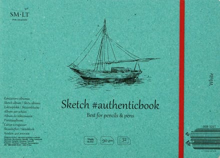 SMLT schetsalbum wit papier 24,5x17,6 cm 90gr 32 vel elastiek.