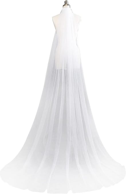 Lange Bruidssluier Kathedraal Lengte met Kam Bruiloft Tule Haaraccessoire