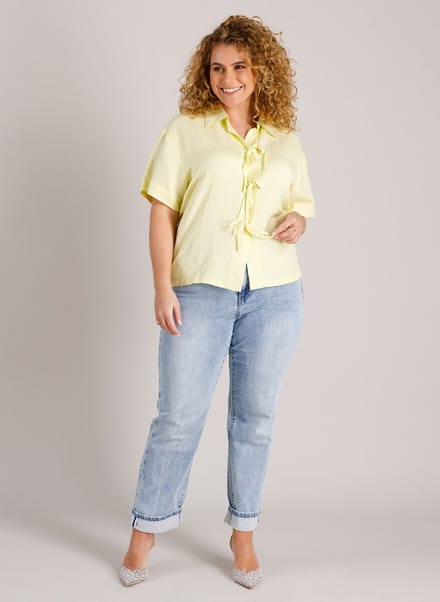 YEST CURVE YESTCurvelana Tops - Pastel Yellow - maat X-0(44)