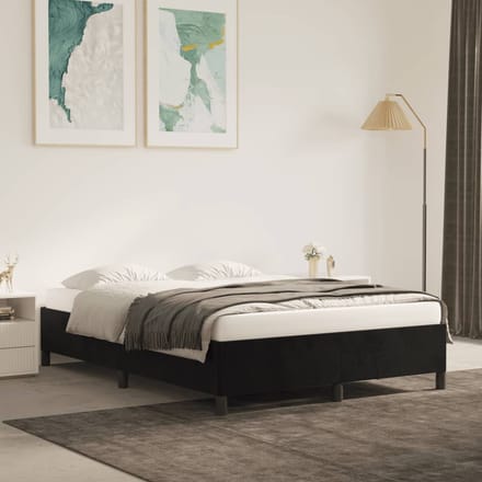 vidaXL - Bedframe - zonder - matras - 140x190 - cm - fluweel - zwart
