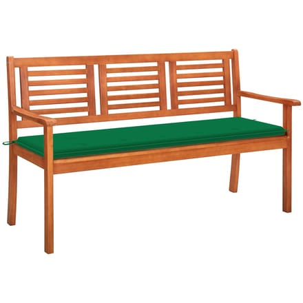 vidaXL - Tuinbank - 3-zits - met - kussen - 150 - cm - massief - eucalyptushout