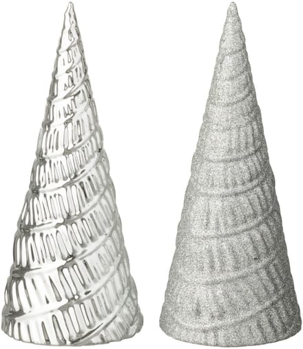 J-Line decoratie Boom - kunststof - wit - 2 stuks