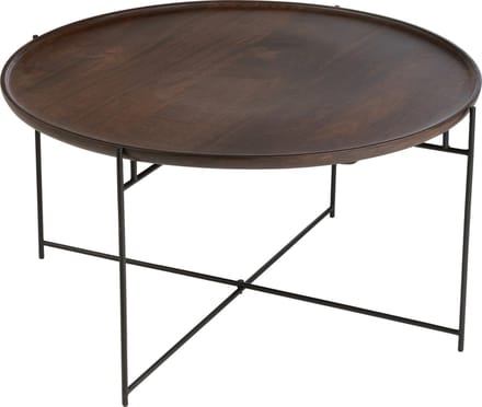J-Line tafel Rond - ijzer/hout - bruin/zwart