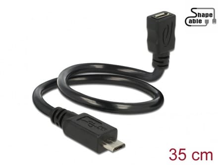 Delock Cable USB 2.0 Micro-B male > USB 2.0 Micro-B female OTG ShapeCable 0.35 m