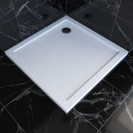 Receveur de Douche a Poser 90x90 cm Extra Plat en Acrylique Blanc Effet Pierre - MOON