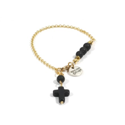 Heaven Eleven - goud plating - onyx matte - kruisje