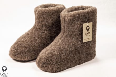 FAST WooL - 100% merinowol - Wollen sloffen - laars model - bruin - maat 38