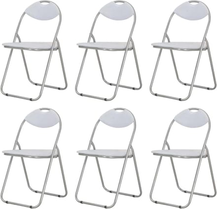 Eetkamerstoelen - Klapstoelen - Extra zitplaatsen - Stabiel stalen frame - 6 stuks - Wit