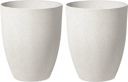 CROTON - Bloempot set van 2 - Gebroken wit - 43 cm - Stenenmix