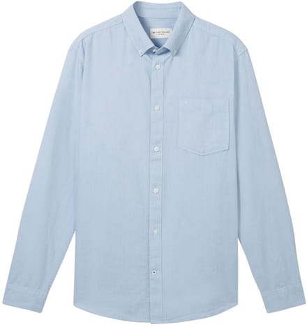 Tom Tailor - Overhemd met normale pasvorm en borstzak - Maat M - light blue chambray