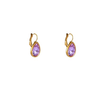 Go Dutch Label Oorhangers French Hook - Big Drop Stone Lilac