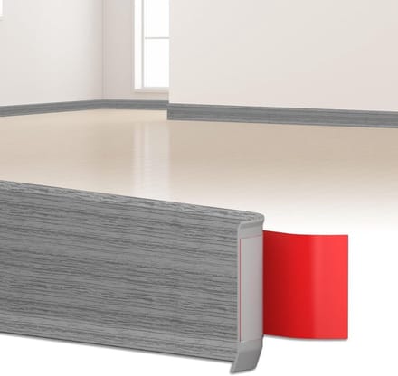 PVC Plint - Vloerlijst Randafwerking - Vloeren Afwerken - Zelfklevend Flexibel - 6 meter - Grijs Houtnerf