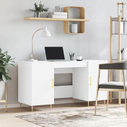 vidaXL - Bureau - 140x50x75 - cm - bewerkt - hout - wit