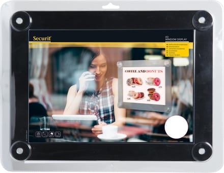 Securit® dubbelzijdige A3-posterlijst met venster, zwart