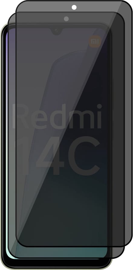 Privacy Screenprotector geschikt voor Xiaomi Redmi 14C / Redmi A4 / Redmi A5 / Poco C75 - 2x Volledig Dekkend Glas Screen Protector