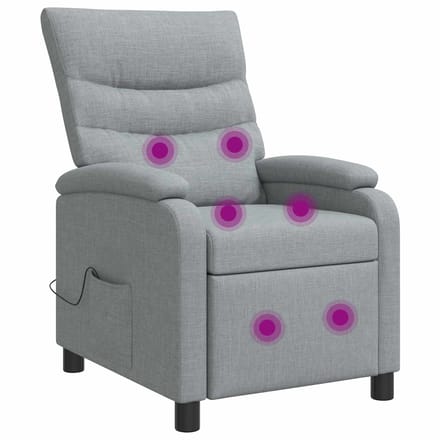 vidaXL - Massage - Relaxstoel - Lichtgrijs - Stof