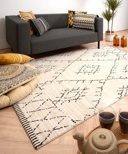 Berber vloerkleed - Beni Ouarain Sufian crème/zwart 200x300