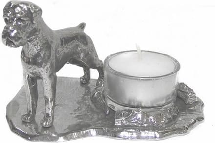Waxinehouder Boxer groot, zilvertin