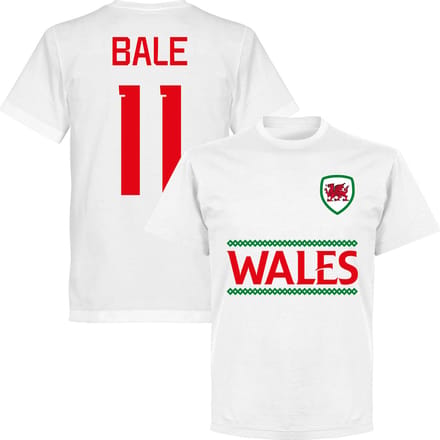 Wales Reliëf Bale Team T-Shirt - Wit - S