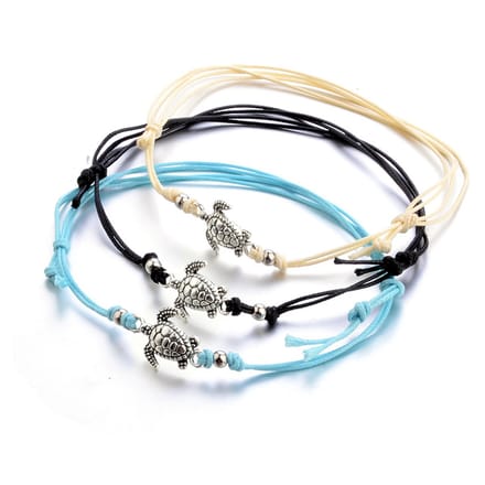 Soprese enkelbandje - multi - turtle - enkelbandjes dames - 3 delig - cadeau - Model E