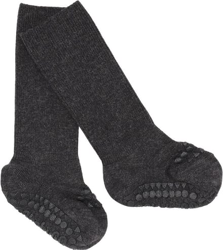 GoBabyGo - Bamboe Antislip Sokjes - Sokken - Dark Grey Melange 3-4 jaar