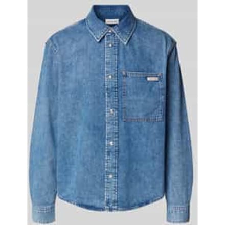 Regular fit jeansoverhemd met labelpatch