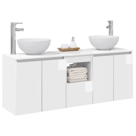 vidaXL - Badkamerkast - set - 3 - st - Hoogglans - Wit - 129 - x - 35 - x - 80 - cm