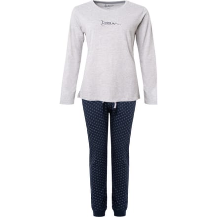 By Louise Essential Dames Pyjama Set Lang Katoen Grijs - Maat XL