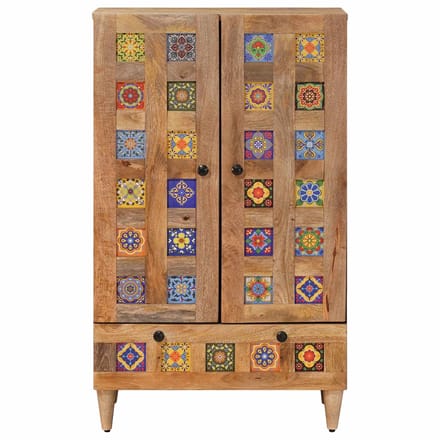 vidaXL - Highboard - Naturel - 60 - x - 33,5 - x - 100 - cm - Massief - Mango - Hout