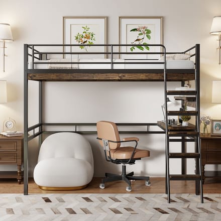 Sweiko Hoogslaper 90*200 cm, bureau, plank, zonder matras, zwart