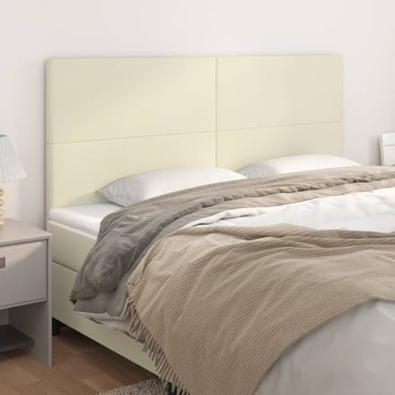 vidaXL - Hoofdbord - crème - 200x5x118/128 - cm - kunstleer