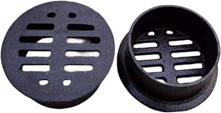 Afvoerrooster Gietijzer - Afvoerputdeksel Drainage - Waterafvoer Tuin - Robuuste Constructie - 7.6 cm - Zwart