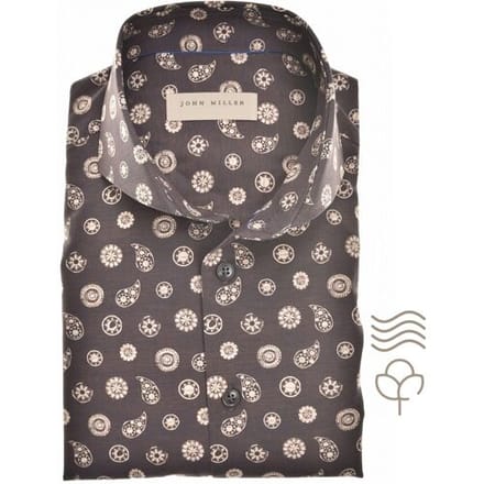 John Miller Overhemd Fantasy Pattern Cotton Easy-Care Donker Bruin / male