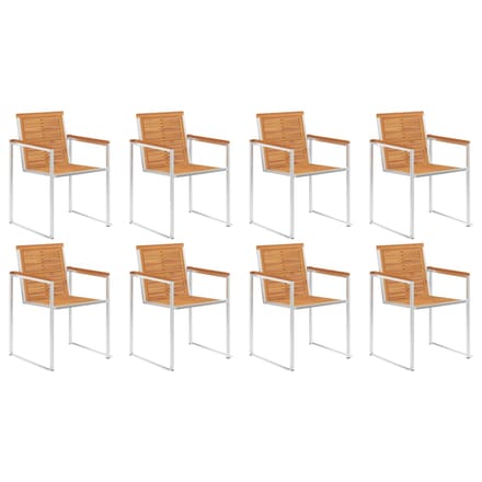 vidaXL - Tuinstoelen - 8 - st - massief - acaciahout - en - roestvrij - staal