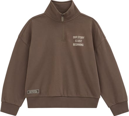 WE Fashion Jongens sweater met quarter-zip en print