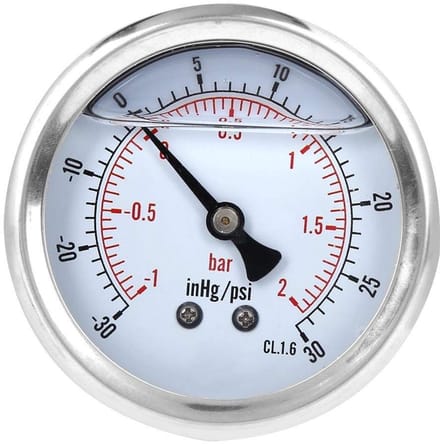 Dailygoods- Vacuümmanometer 1/4 BSP - Drukmeter - Olievulde Manometer - Messing Aansluiting - Axiale/Radiale Manometer - Industrieel Gebruik