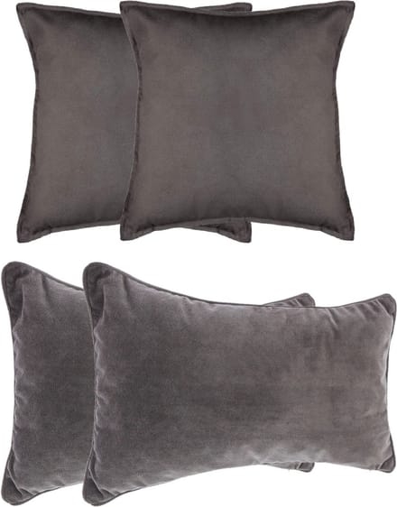 Atmosphera Bank/sierkussens Sophia - set 4x - Donkergrijs - polyester - met rits - In 2 formaten