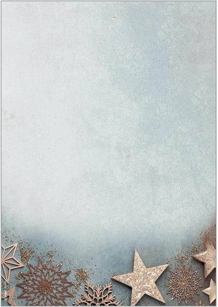 Kerst briefpapier A4 Duurzaam Papier Met Kerststerren Blauw Koper Design 100 Vel