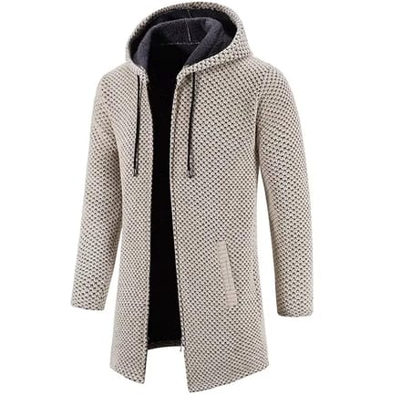 Extra lang Vest met Capuchon - Rits - Trui - Beige - Mannen - Mode