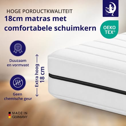 Matras - 80x190 - 7 zones - koudschuim - premium plus tijk - 18 cm