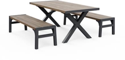 Keter Porto Picknickset - Tafel met 2 Banken - Ashwood