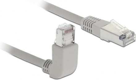 Delock 83645 RJ45 Netwerkkabel, patchkabel CAT 6A S/FTP 1.00 m Grijs Haakse kabeluitgang 1 stuk(s)