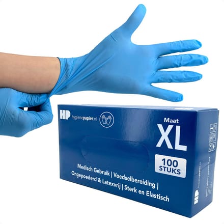 100st Handschoenen soft nitril X-Large ongepoederd blauw (30051)